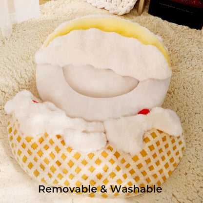 Cream Cake Pet Bed Plush Deep Sleeping Dog & Cat Bed