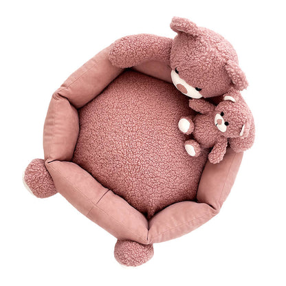 Cute Teddy Bear Pet Bed with Bear Toy Dog & Cat Bed