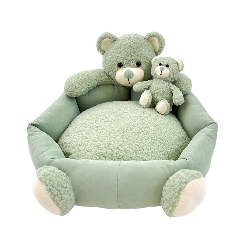 Cute Teddy Bear Pet Bed with Bear Toy Dog & Cat Bed