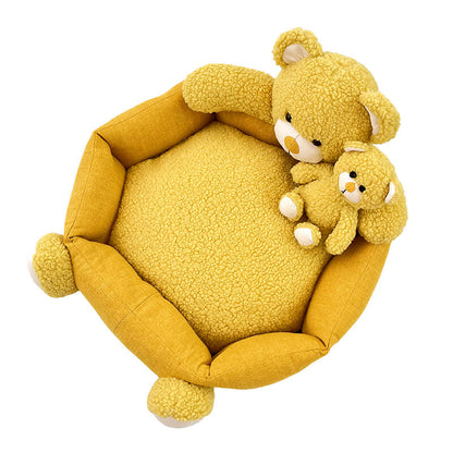 Cute Teddy Bear Pet Bed with Bear Toy Dog & Cat Bed