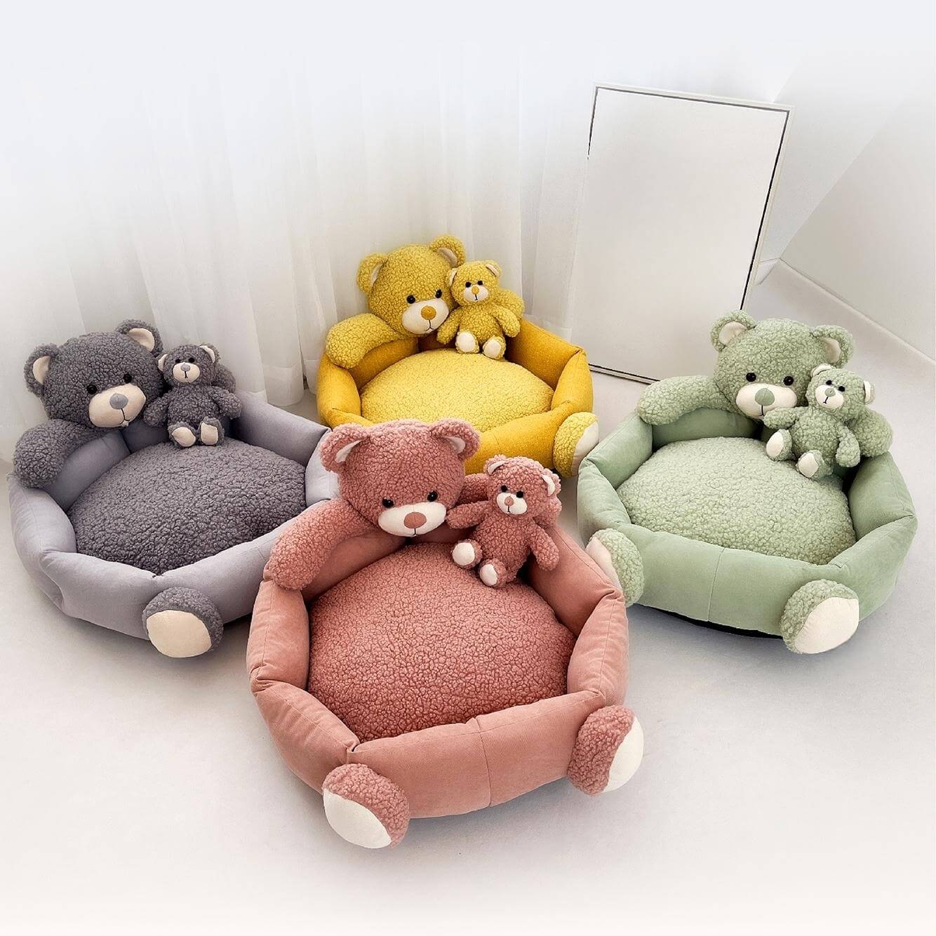 Cute Teddy Bear Pet Bed with Bear Toy Dog & Cat Bed