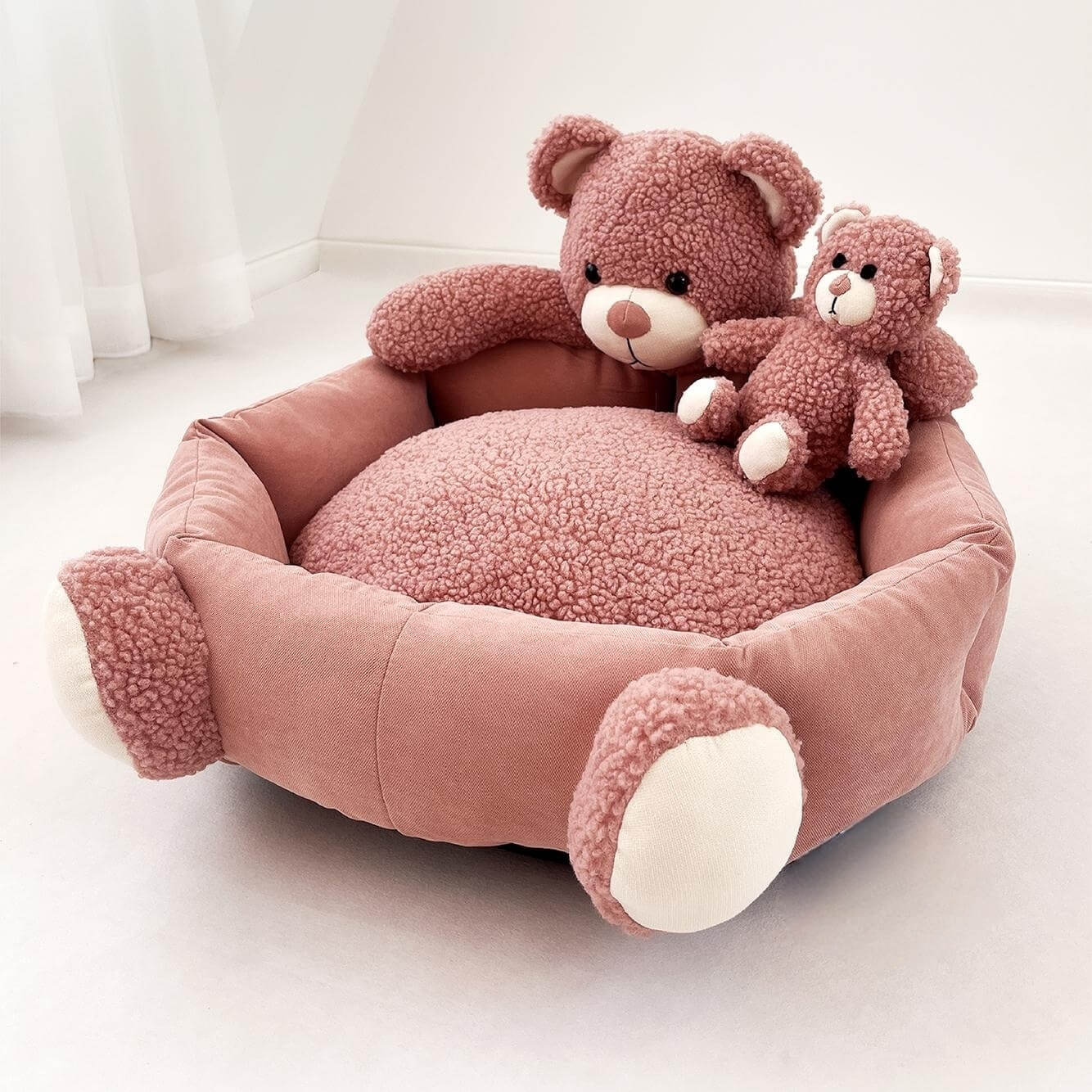 Cute Teddy Bear Pet Bed with Bear Toy Dog & Cat Bed