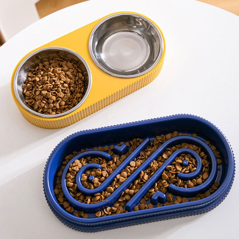 Double Wall Stainless Steel Pet Bowl Slow Food Dog Bowl