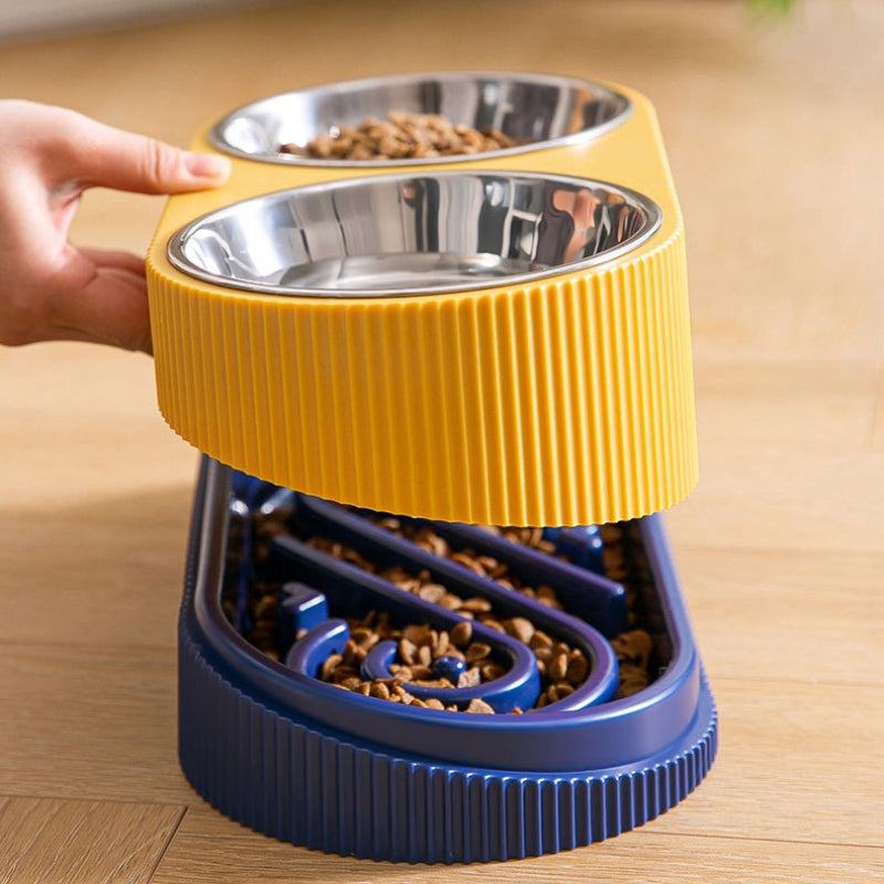 Double Wall Stainless Steel Pet Bowl Slow Food Dog Bowl