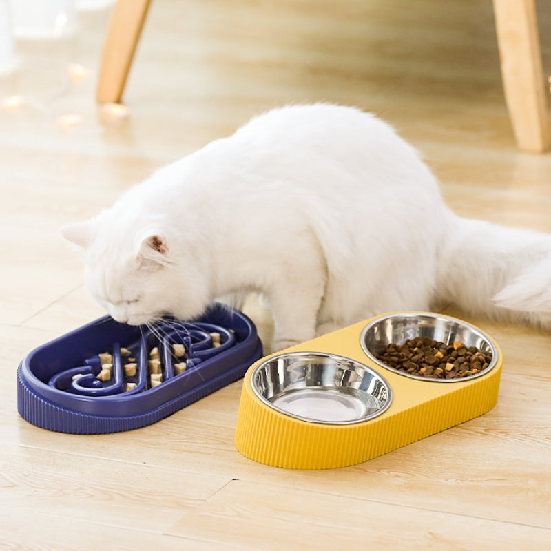 Double Wall Stainless Steel Pet Bowl Slow Food Dog Bowl