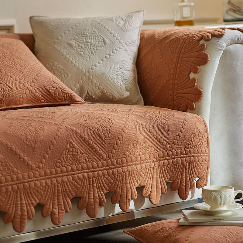 Fashion Leaf Trim Cotton Washable Couch Cover