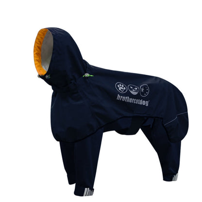 Fully Wrapped Reflective Dog Raincoat With Legs And Hood