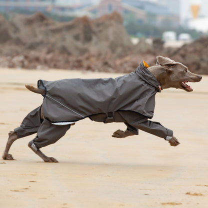 Fully Wrapped Reflective Dog Raincoat With Legs And Hood
