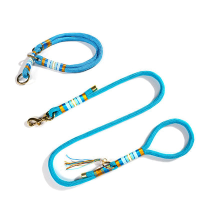 Hand-knitted Braided Rope No Pull  Dog Training Leash & Collar