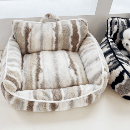 Luxury Lambswool Zebra Print Dog & Cat Sofa Bed