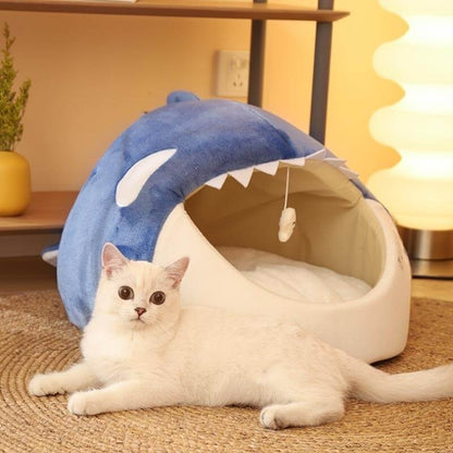 Plush Whale Semi Enclosed Cat Cave Puppy House