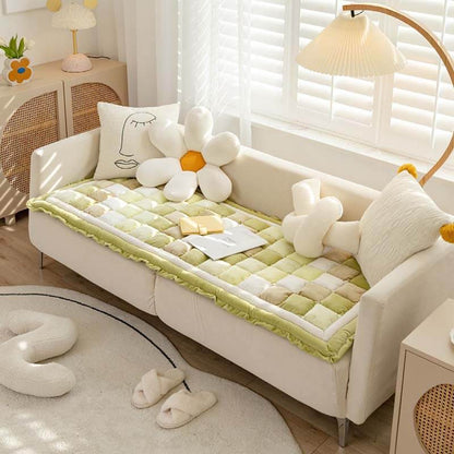 Soft Velvet Window Seat Cushion Washable Couch Cover